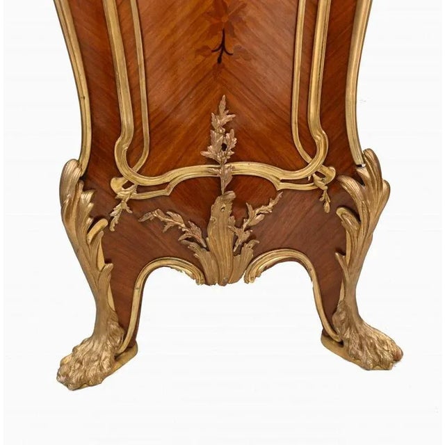 French Empire Tall Tables Linke Pedestal Stands with Inlay Gilt, Set of 2 For Sale - Image 5 of 10