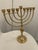 Vintage 9 branch Menorah - Jewish Judaica Style Golden Candle Holder - Brass