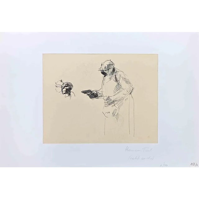 Figures is an original modern artwork realized in France by Hermann-Paul (1879 - 1969). Original China Ink on a yellowed...