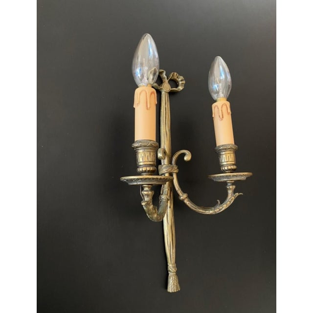 Gold Bronze Wall Lights, 1960s, Set of 2 For Sale - Image 8 of 13