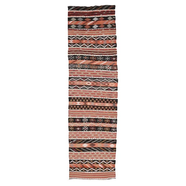 Textile Mid 20th Century Vintage Turkish Kilim Runner For Sale - Image 7 of 7
