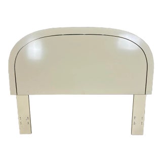 80s Laminate Cream Full Size Headboard With Brass Trim For Sale