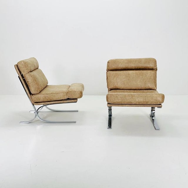 Contemporary Mid-Century Modern Lounge Chair in Brown Leather, Italy, 1980s For Sale - Image 3 of 6