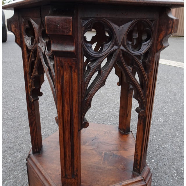 Antique Oak Gothic Pedestal, 1890s For Sale - Image 6 of 18