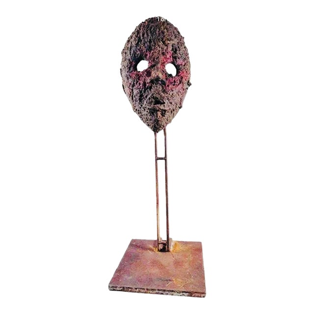 Vintage African Mask on Metal Frame For Sale