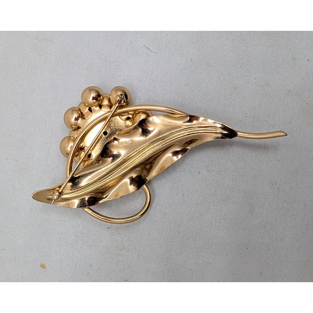 Metal Vintage 1968 Signed Napier Goldtone 3d Thistle Brooch For Sale - Image 7 of 8