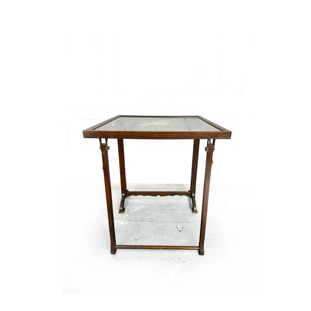 Antique Victorian Metamorphic Mahogany Fire Screen Table with Hand Painted Floral, 1890s For Sale - Image 10 of 11