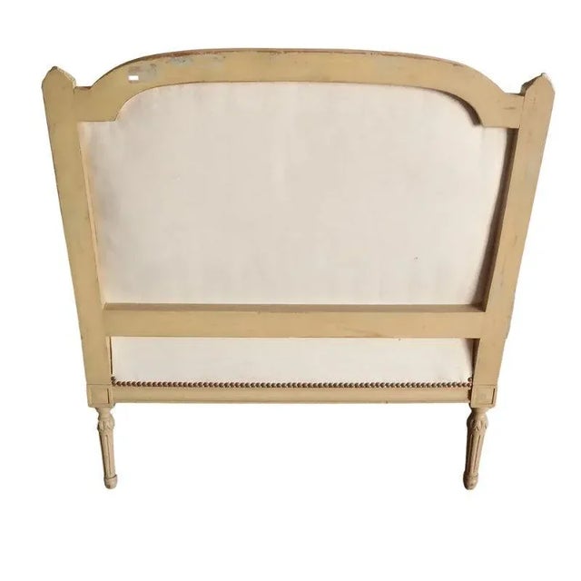 Carved Louis XVI Style Cream Settee For Sale - Image 4 of 5