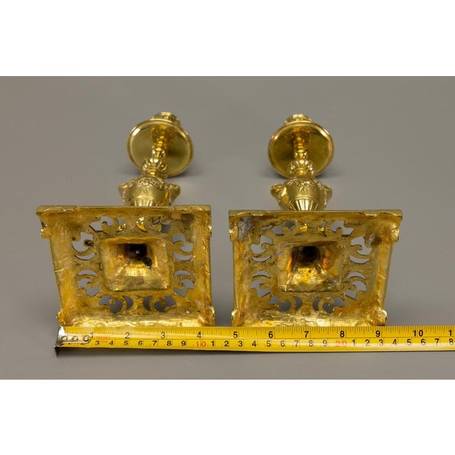 French Neoclassical Bronze Candlesticks, 1930s, Set of 2 For Sale - Image 18 of 18
