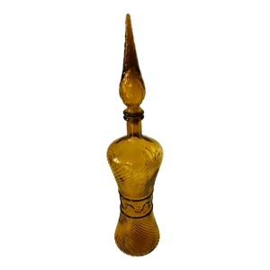 Mid-Century Modern Empoli Genie Gold Decorative Bottle and Topper