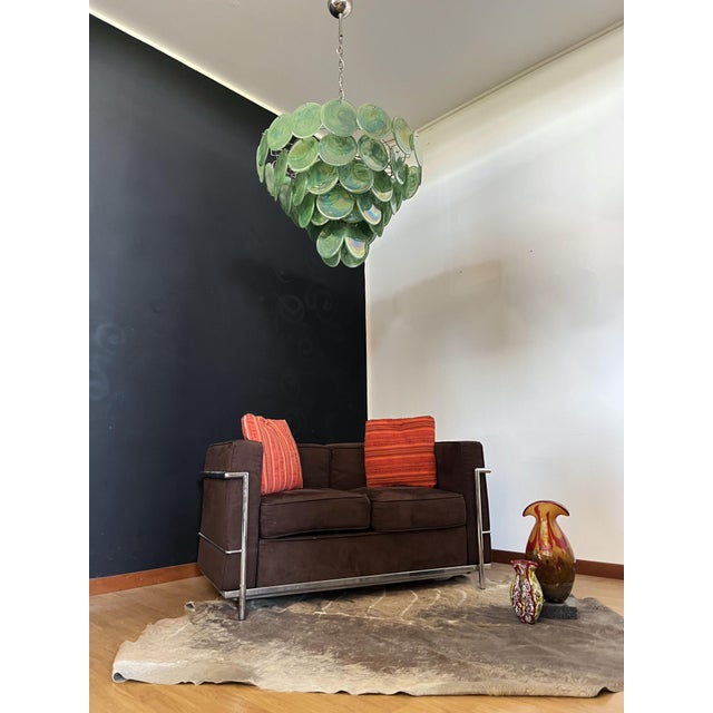 Space Age Murano Chandelier with Green Albaster Iridescent Glass Plates, 1990s For Sale - Image 12 of 18