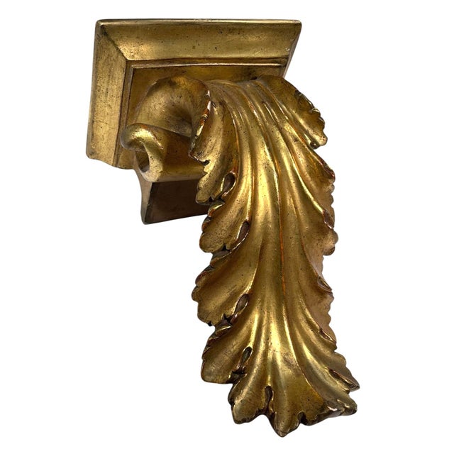Gold Vintage Italian Gold Leaf Wall Brackets. A Pair For Sale - Image 8 of 10