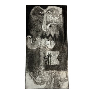Mid 20th C. Surrealist Original Etching of Playful Beasts For Sale