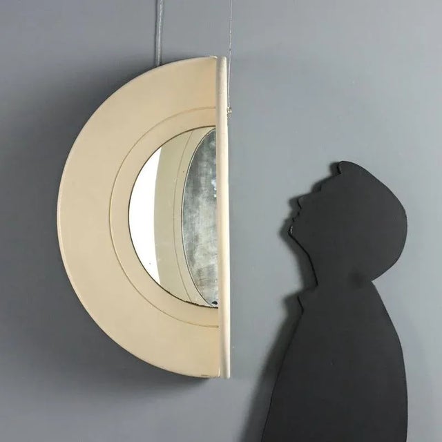 Nice vintage mirrors with white lacquered wooden frames that can be arranged as desired. This piece is attributed to the...