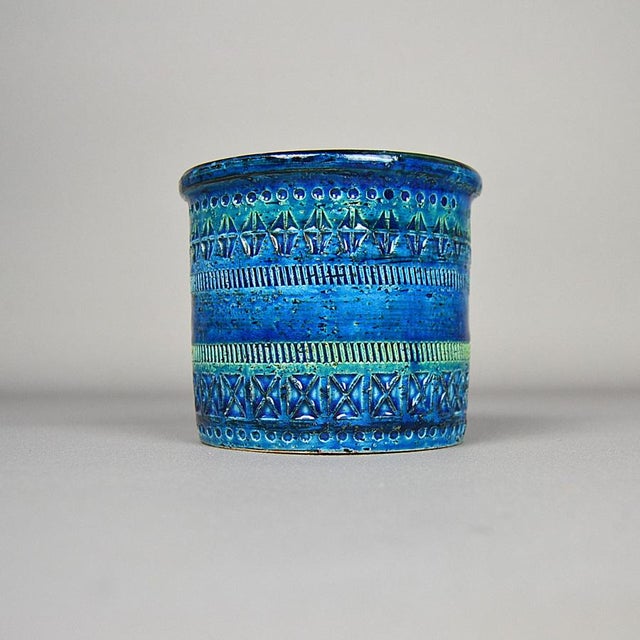 Rimini Blue Flowerpot Cover or Vase by Aldo Londi for Bitossi, 1950s, in Flawless conditions. Designed 1960 to 1969 This...
