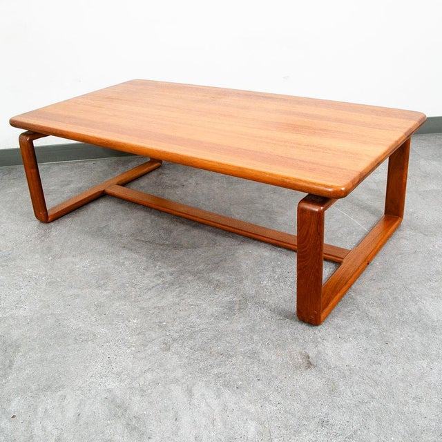 Mid Century Danish Modern Coffee Table Solid Teak Kd Denmark Large Wide Planked For Sale - Image 4 of 12