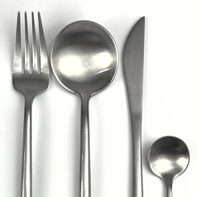 Contemporary Vintage Style Brushed Stainless Steel Cutlery Set by Rosseta Home - Place Settings for 10 / 40 Pieces For Sale In Miami - Image 6 of 8