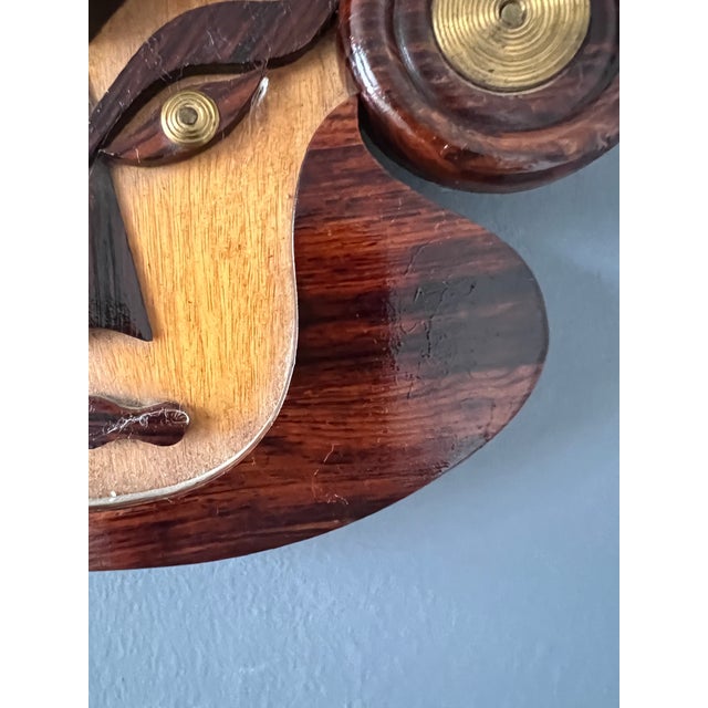 Vintage Wood & Brass Wall Hanging For Sale - Image 10 of 12