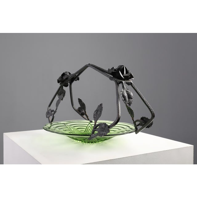 Art Deco Glass and Metal Fruit Bowl, France, 1920s For Sale - Image 9 of 12