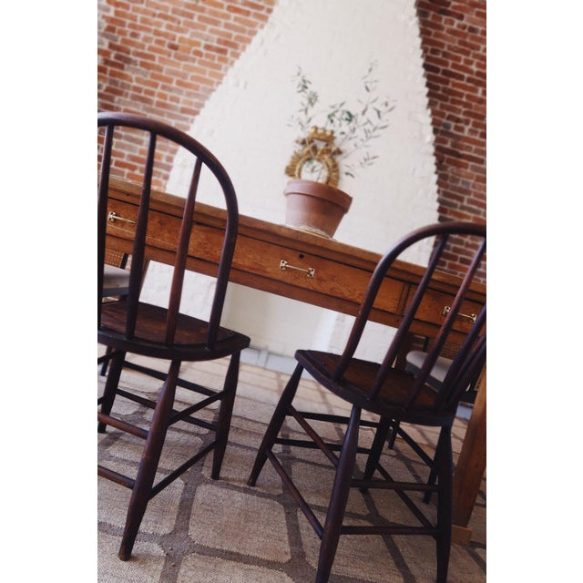 Wood Pair of Vintage Windsor Farmhouse Chairs With Spindle Backs in Solid Wood For Sale - Image 7 of 12