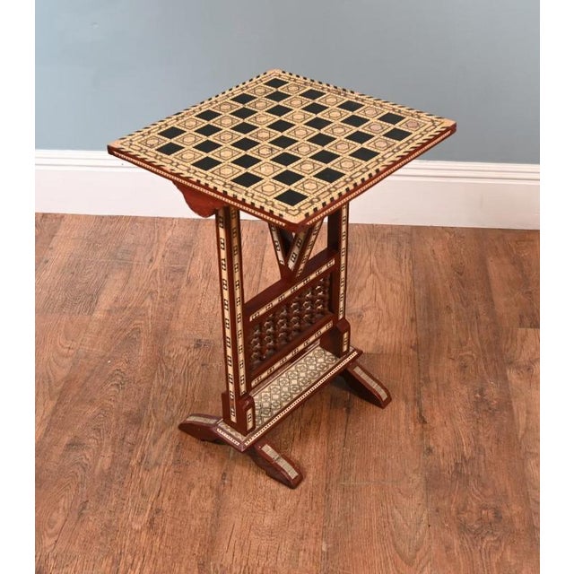 Damascan Games Table with Arabic Inlay, 1890s For Sale - Image 5 of 5