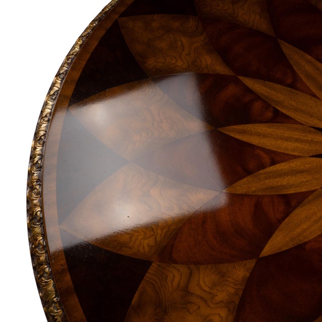 1990s 1990s Maitland Smith Spiro Inlaid Mahogany Regency Center Table 41x41" For Sale - Image 5 of 15