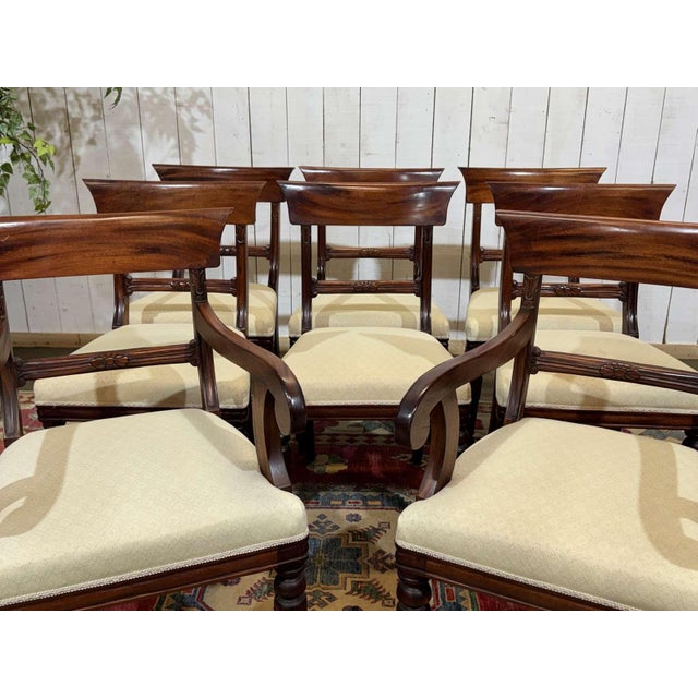 Vintage English Armchairs and Side Chairs in Mahogany, 1950s, Set of 8 For Sale - Image 4 of 18