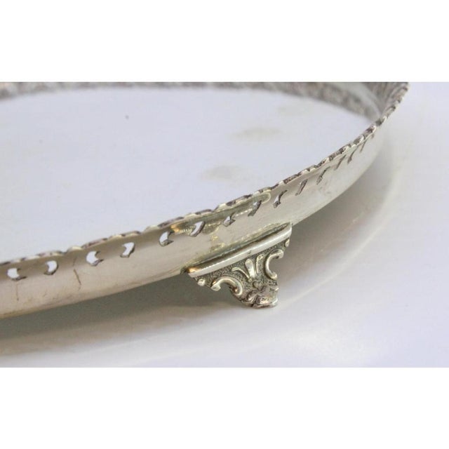 Silver Tray with Grid and Raised Floral Motifs For Sale - Image 6 of 9