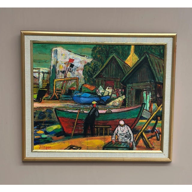 Birger E. Son Birger, Harbour, 1960s, Oil on Panel, Framed For Sale - Image 8 of 18