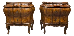 19th Century Pair of Italian Rococo Style Walnut Commodes