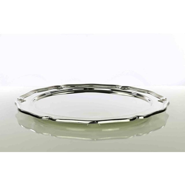 Vintage Silver Plated Centerpiece Serving Plate, Italy, 1970s For Sale - Image 4 of 5