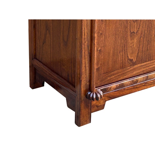 Chinese Moon Face Narrow Wood Grain Brown Drawers Side Table Cabinet For Sale - Image 12 of 16