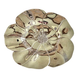 Vintage Silverplate Flower Catchall Dish For Sale