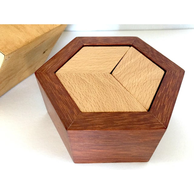 1950s Mid-20th Century Vintage Handcrafted Wood Puzzle Boxes - Set of 3 For Sale - Image 5 of 6