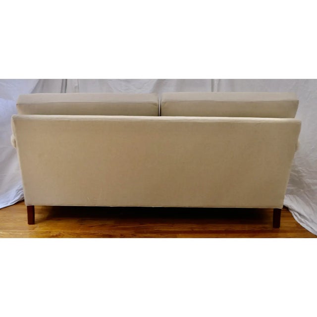 Traditional Early 21st Century Attributed to Hickory Chair Furniture Sofa Recently Re-Upholstered in Natural Belgian Linen For Sale - Image 3 of 5