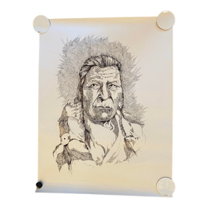 Vintage Glen Eagle Speaker Signed Print 1974 Native American Art