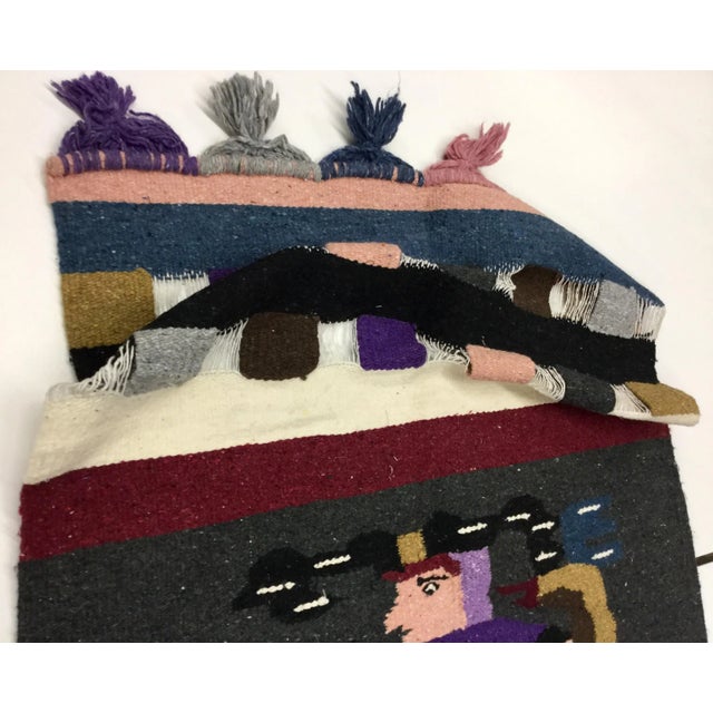 1960s Vintage Slub Cotton Hand Loomed Textile Art For Sale - Image 5 of 10