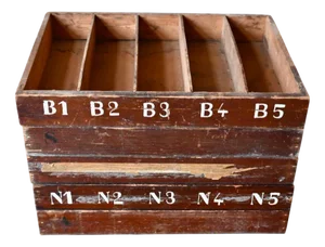 Large Industrial Wooden Compartmented Workshop Boxes, Set of 5
