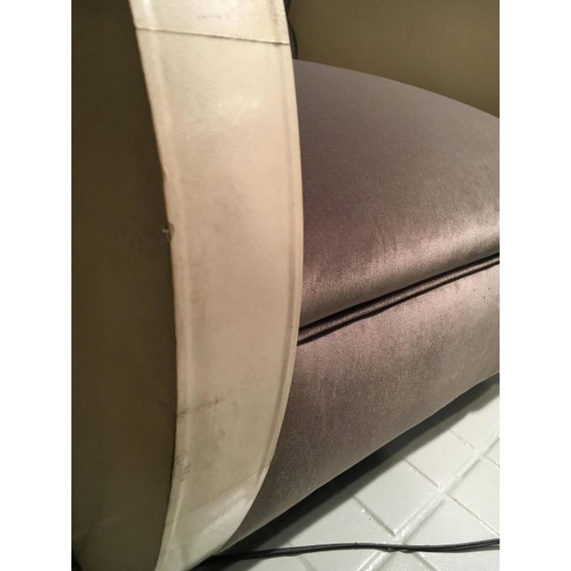 Set of Art Deco Parchment & Velvet Armchairs, 1940s For Sale - Image 4 of 12