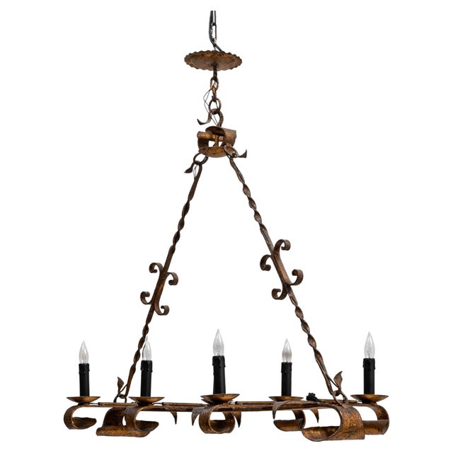 20th Century French Gothic Revival Metal Torch Chandelier For Sale - Image 15 of 18