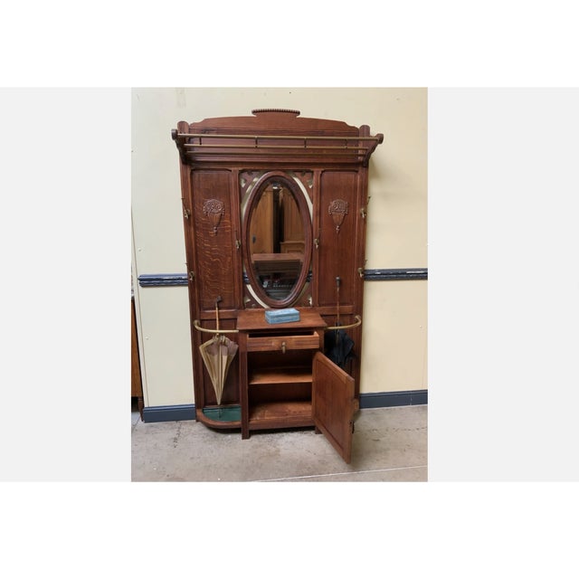 Antique Art Deco Wardrobe with Cabinet and Drawer, 1925 For Sale - Image 4 of 10