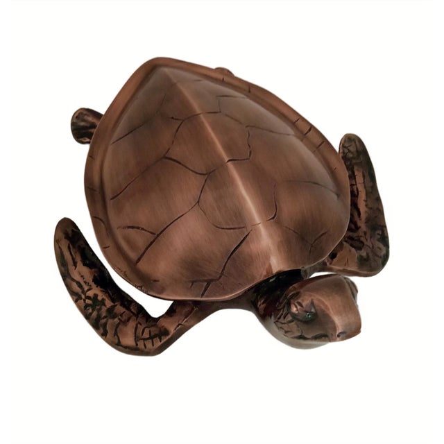 Antique Copper Finished Metal Sea Turtle Sculpture For Sale - Image 4 of 7