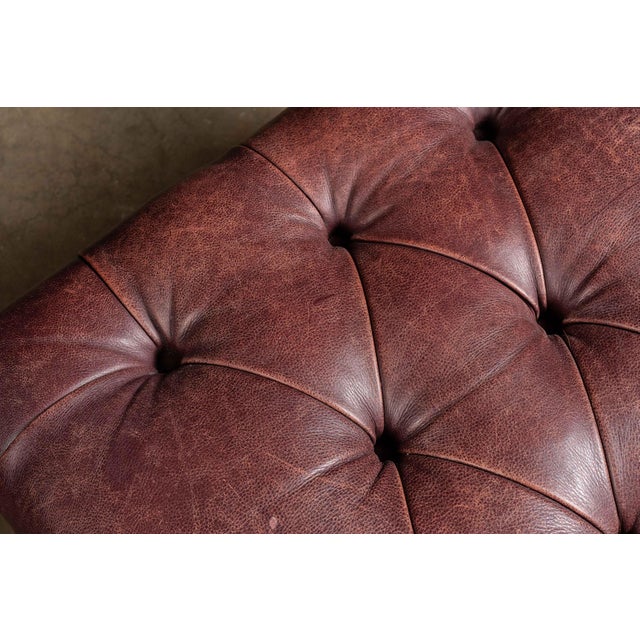 Vintage Humidor Armchair and Rolling Ottoman Set in Burgundy For Sale - Image 17 of 17