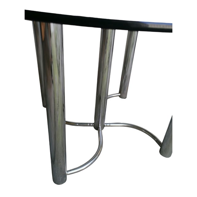 Giotto Stoppino Round Table in Steel and Black Glass by Giotto Stoppino, 1970s For Sale - Image 4 of 5