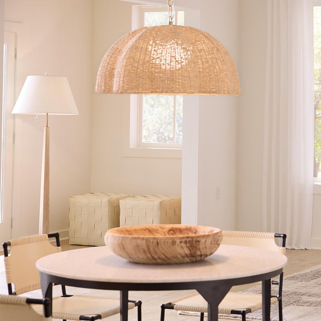 Rosemary Pendant, Small Natural Natural palm leaf is expertly artisan-woven and hand shaped into a pendant reminiscent of...