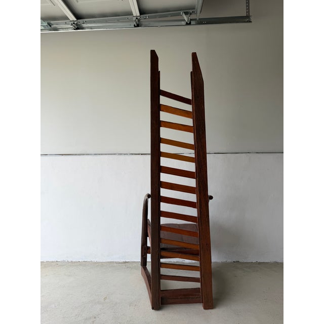 Late 20th Century Artisan Made Folk Art Teak High Back Chair Thailand For Sale In San Antonio - Image 6 of 8