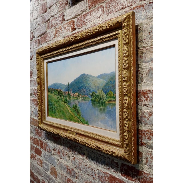 Mario Carl-Rosa-19th Century Picturesque French Town by the River-Oil Painting For Sale - Image 10 of 12