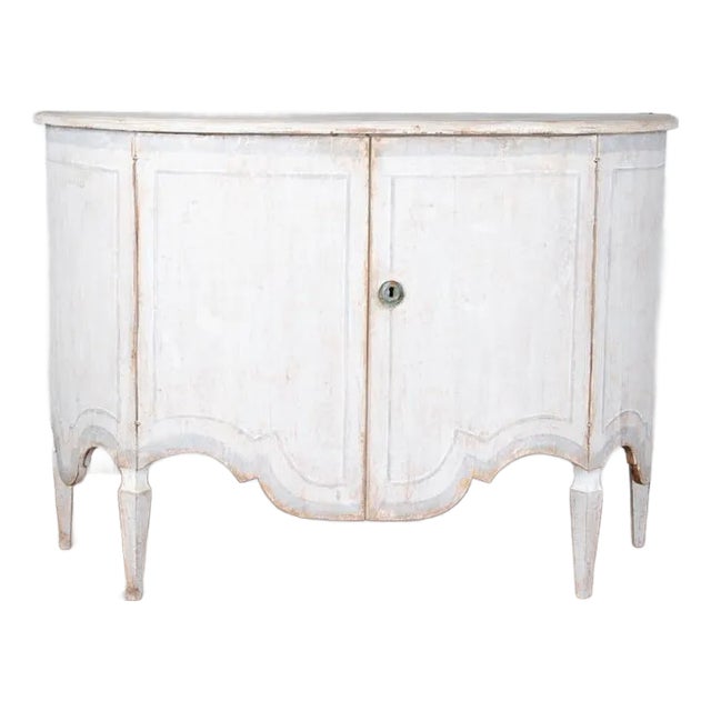 Reproduction 18th Century Style Painted Bombe Sideboards- 2 Available For Sale