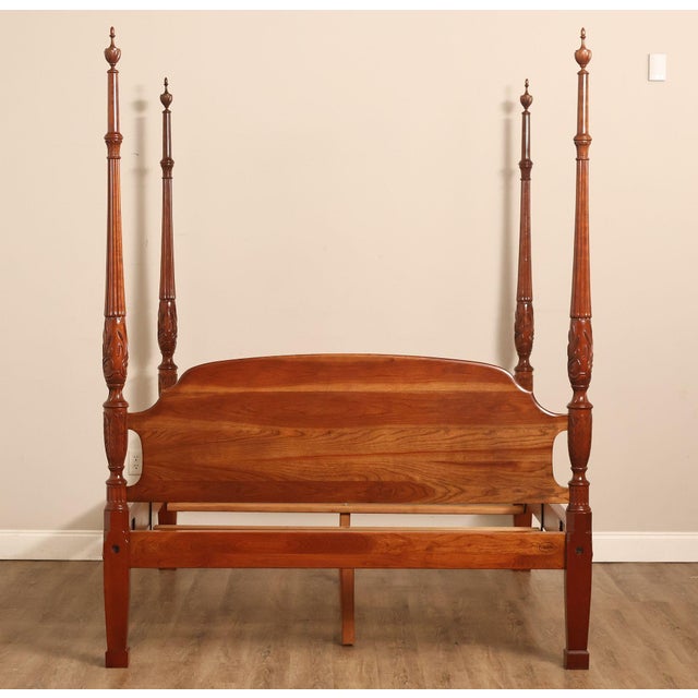 Stickley Queen Size Cherry Rice Carved Poster Bed For Sale - Image 18 of 18