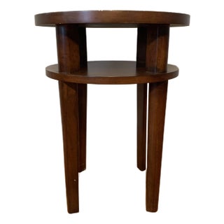 1990s Vintage Round Wood Side Table For Sale